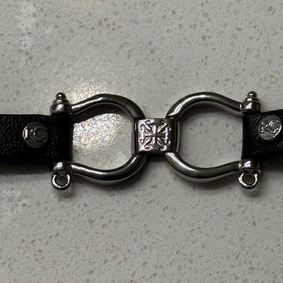 Rustic Cuff Black Leather Double Wrap Bracelet Choker Necklace Silver Hardware - Picture 5 of 11